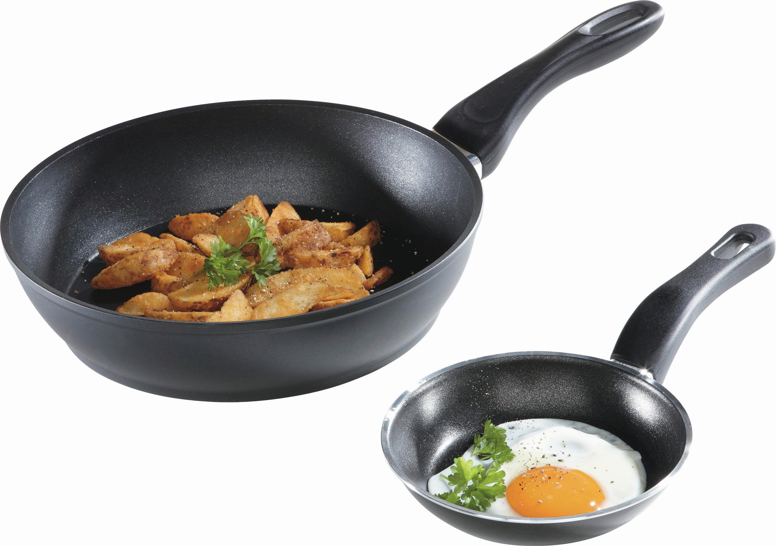 PFANNENSET Aluminium 2-teilig  - Schwarz, Basics, Metall - Ballarini