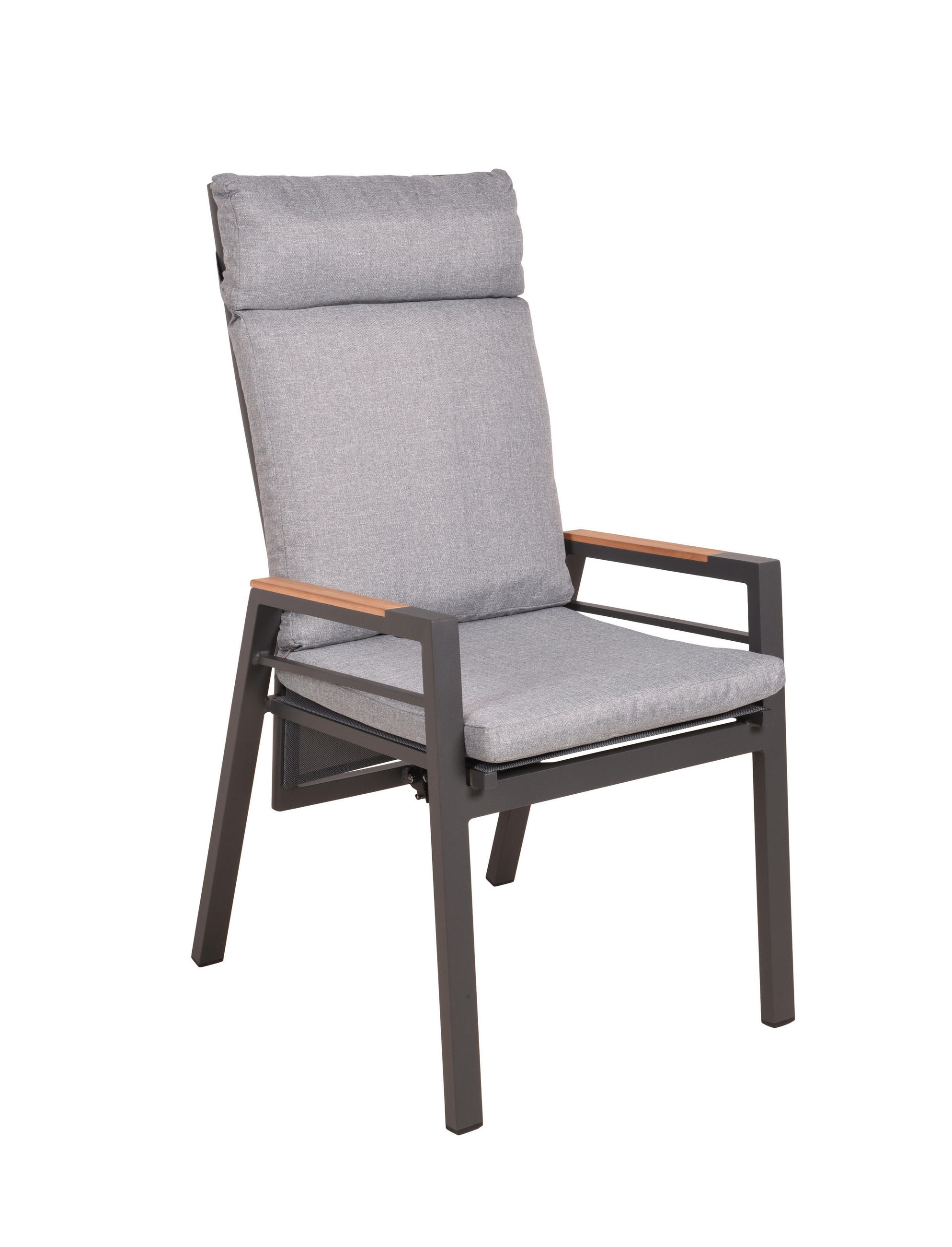 GARTENSESSEL Teakholz Aluminium Anthrazit, Braun, Grau, Schwarz  - Anthrazit/Schwarz, MODERN, Holz/Kunststoff (56,5/110/65cm) - Gardenson