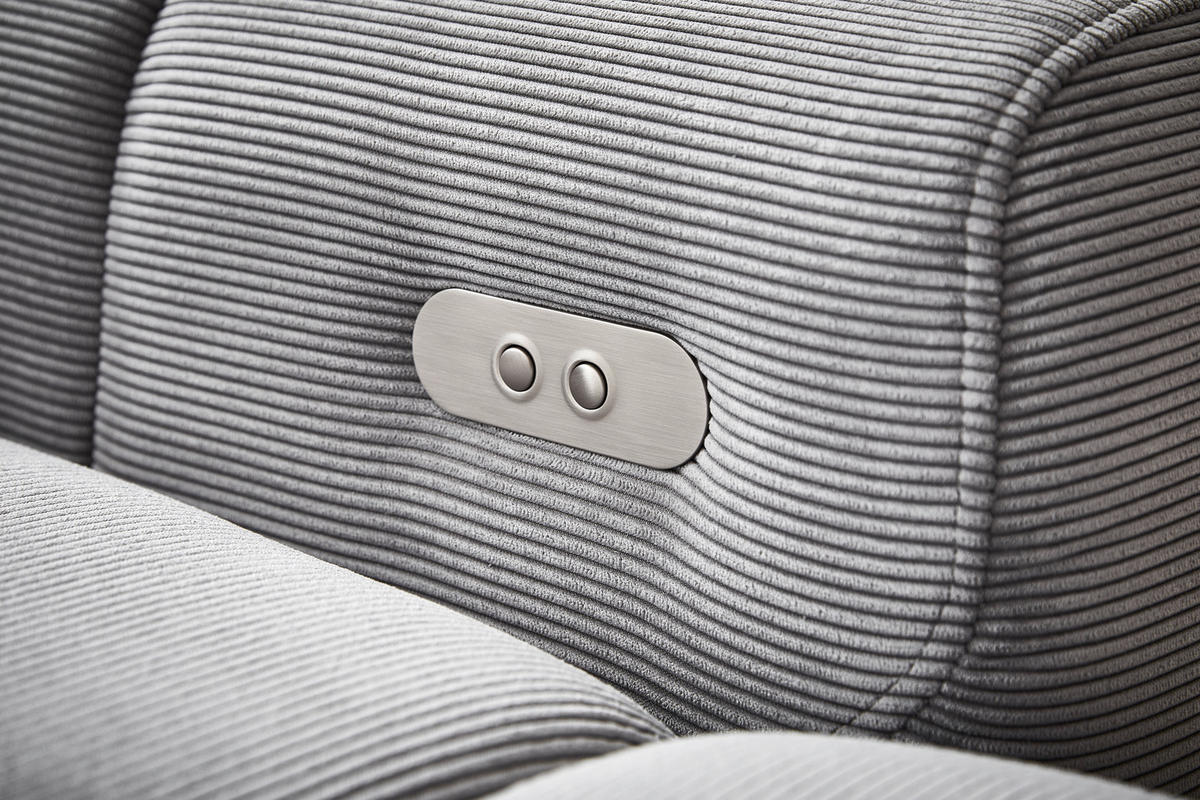 WOHNLANDSCHAFT Grau Cord  - Schwarz/Grau, MODERN, Textil/Metall (216/300cm) - Welnova