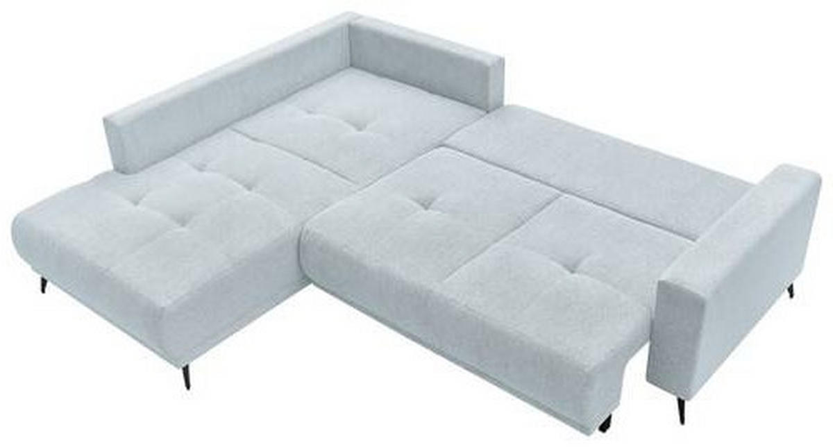 ECKSOFA RAFAEL Hellblau Struktur Rückenkissen, Bettkasten  - Schwarz/Hellblau, Design, Textil/Metall (218/269cm) - P & B