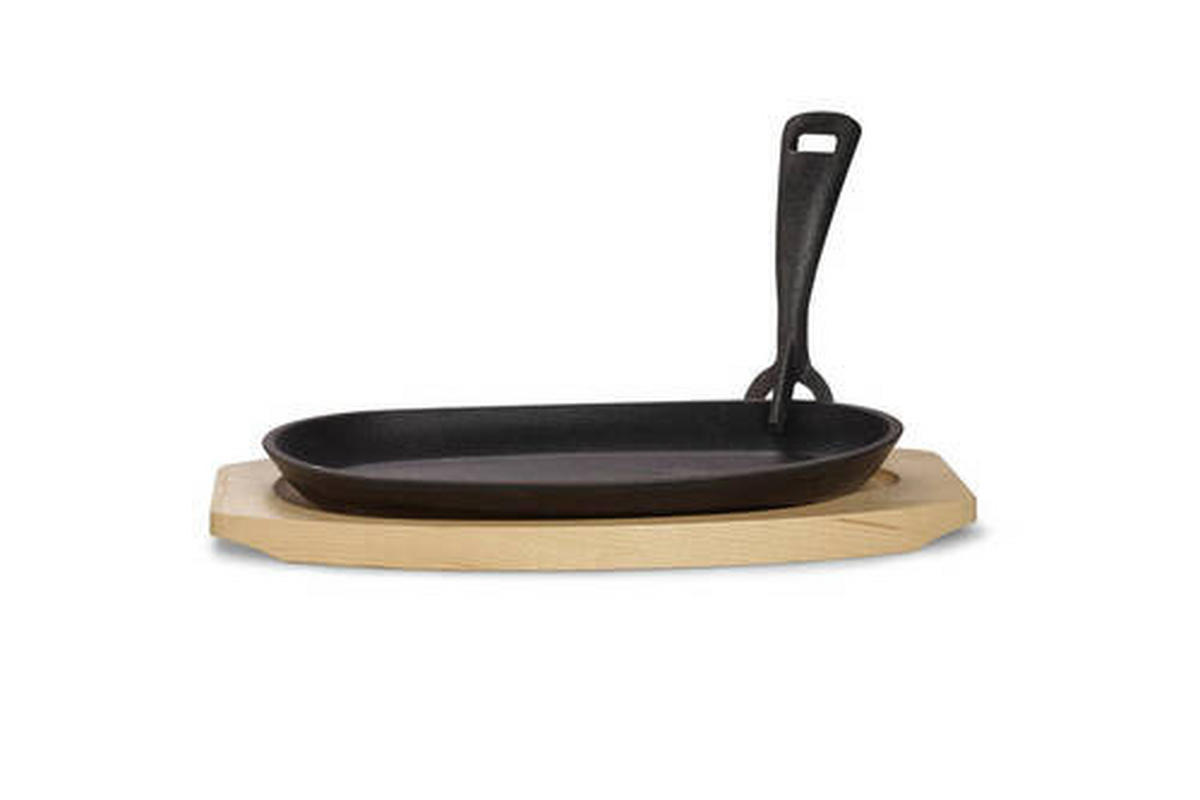 SERVIERPFANNE Emaille  - Schwarz/Braun, Basics, Holz/Metall (24/2/14cm) - Echtwerk