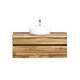 WASCHTISCHKOMBI 101 cm  - Eiche Wotan/Weiß, Natur, Keramik/Holzwerkstoff (101cm) - Xora