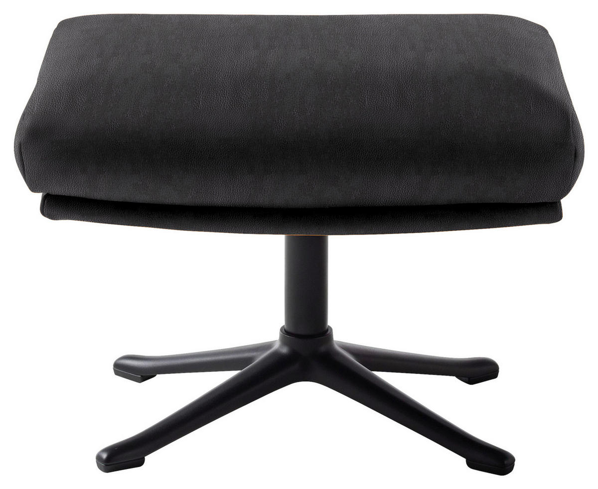 HOCKER in Leder Schwarz  - Schwarz, Design, Leder/Metall (54/41/41cm) - home24
