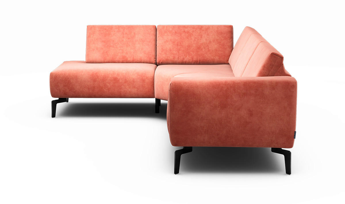 ECKSOFA Cosy Rosa Samt  - Schwarz/Rosa, Design, Textil/Metall (193/256cm) - SENSOO