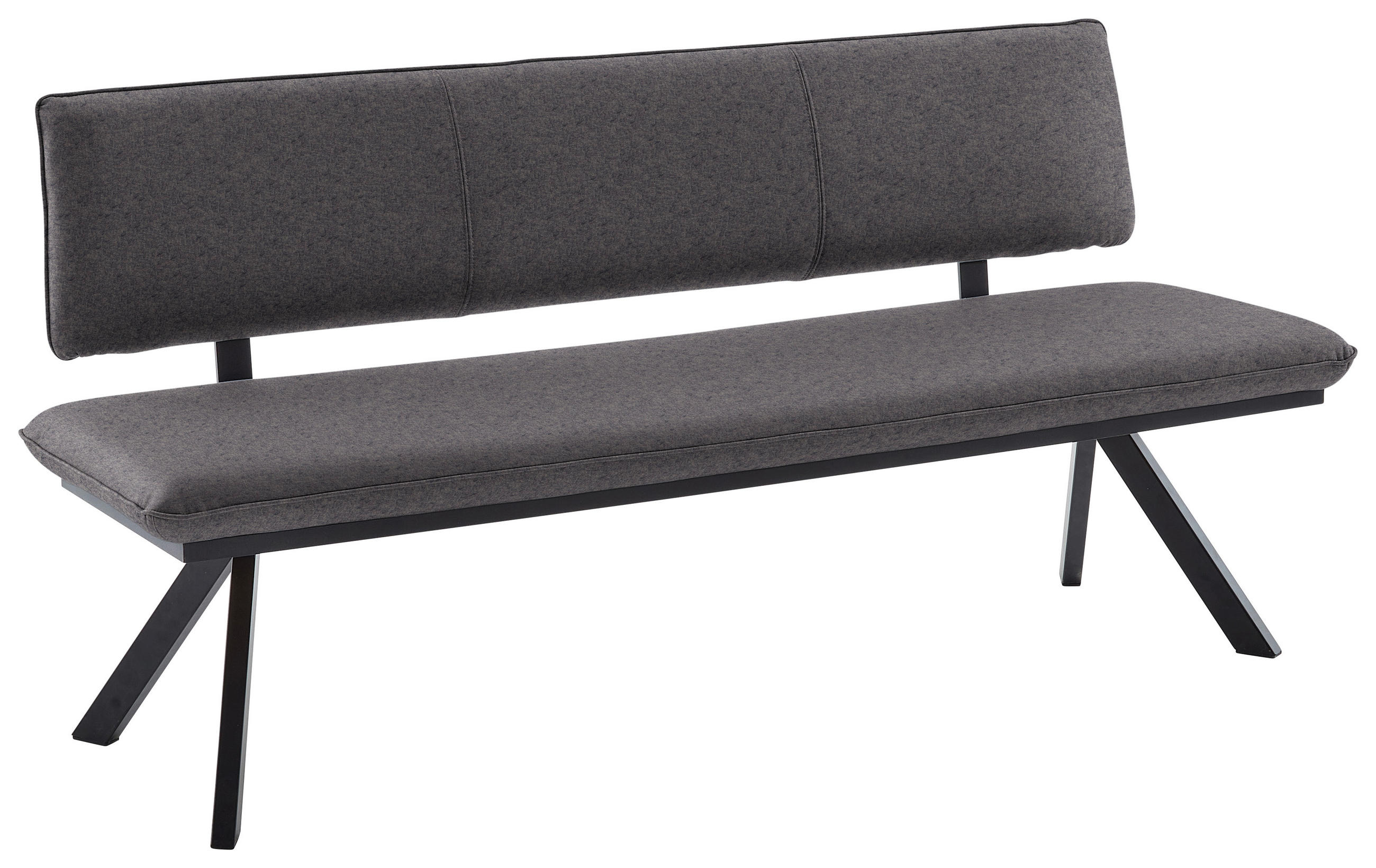 SITZBANK 200/86/60 cm  in Grau, Schwarz  - Schwarz/Grau, MODERN, Textil/Metall (200/86/60cm) - Cantus