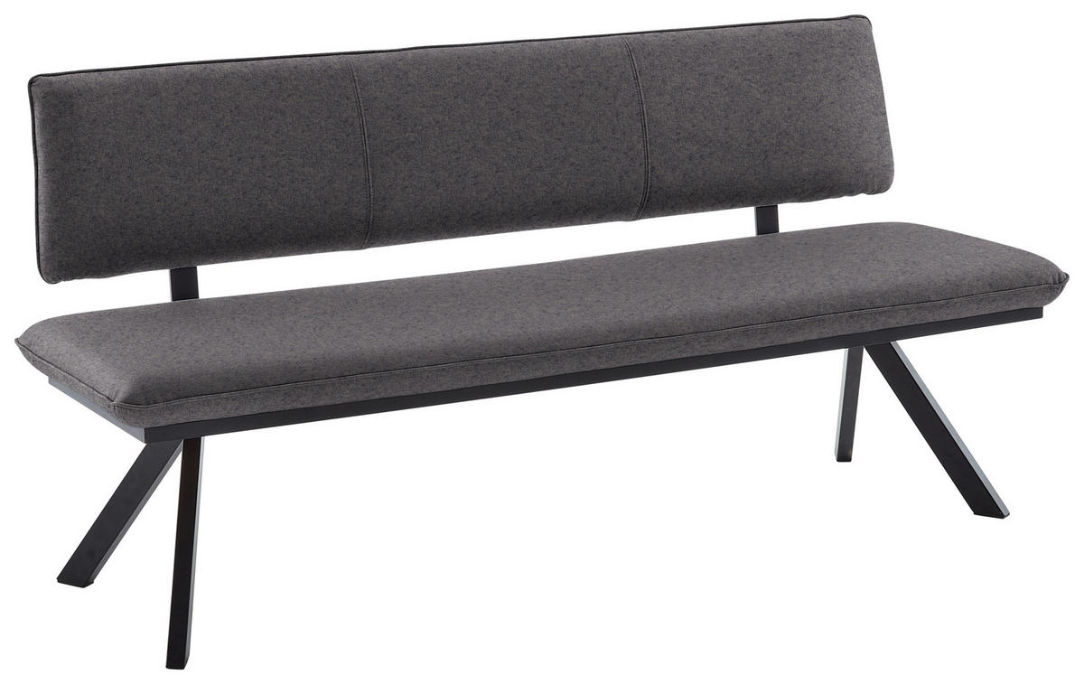 SITZBANK 180/86,5/60 cm  in Grau, Schwarz  - Schwarz/Grau, Design, Textil/Metall (180/86,5/60cm) - Cantus
