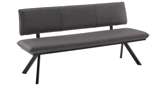 SITZBANK 180/86,5/60 cm in Grau, Schwarz - Schwarz/Grau, Design, Textil/Metall (180/86,5/60cm) - Cantus