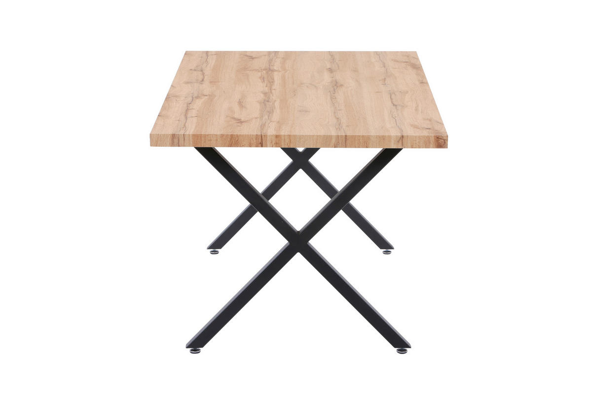ESSTISCH rechteckig Naturfarben, Schwarz  - Schwarz/Naturfarben, Design, Holzwerkstoff/Metall (160/90/75cm) - Livetastic