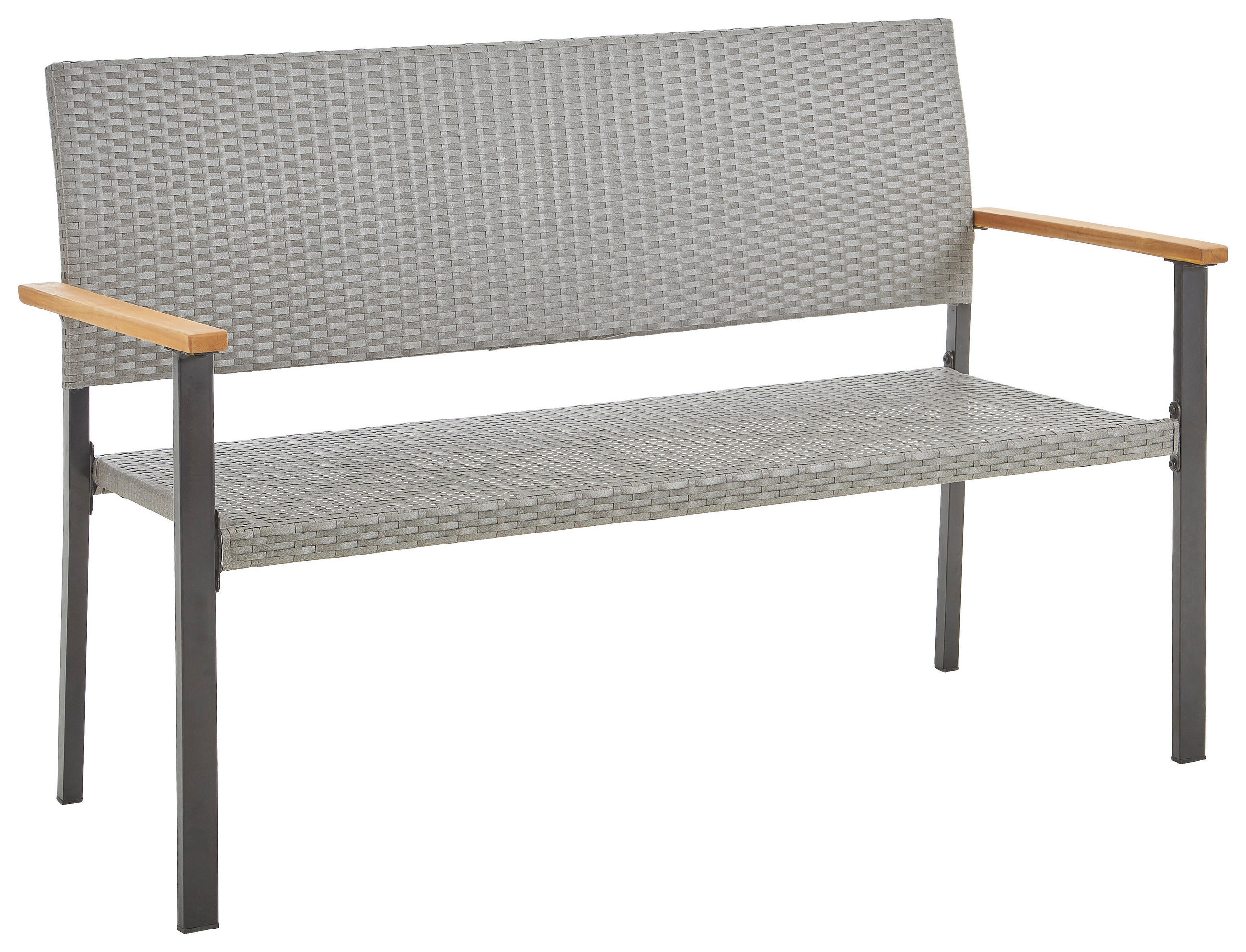 GARTENBANK 138/89/60 cm Akazie  Stahl  - Schwarz/Akaziefarben, MODERN, Holz/Kunststoff (138/89/60cm) - Ambia Garden