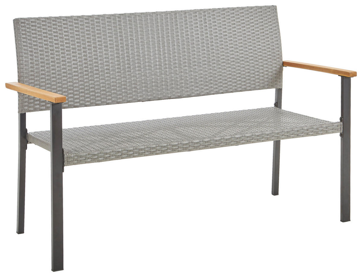 GARTENBANK in Grau, Akaziefarben  - Schwarz/Akaziefarben, Modern, Holz/Kunststoff (138/89/60cm) - Ambia Garden