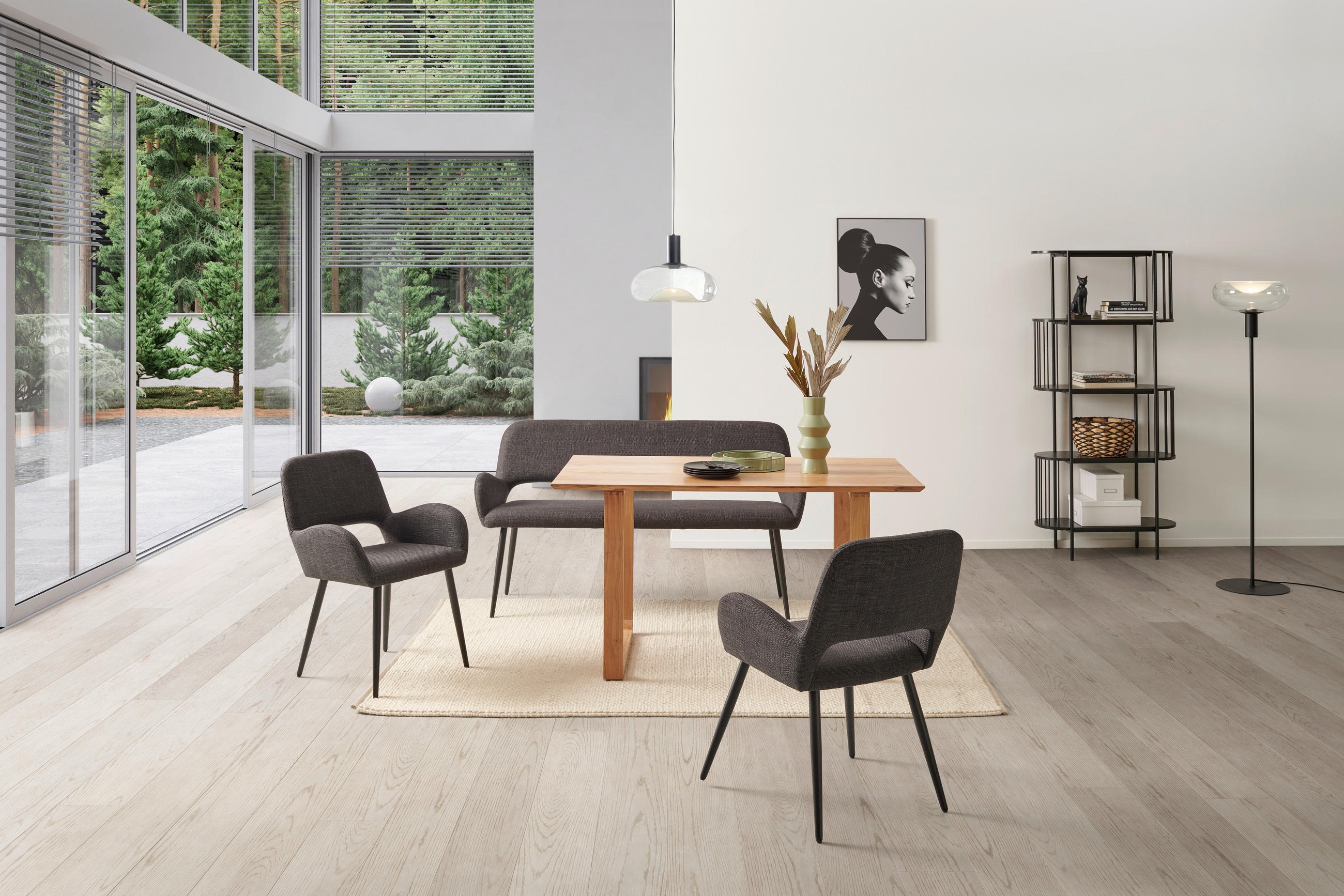 ARMLEHNSTUHL  in Eisen Webstoff  - Schwarz, LIFESTYLE, Holz/Textil (53/82/63cm) - MID.YOU