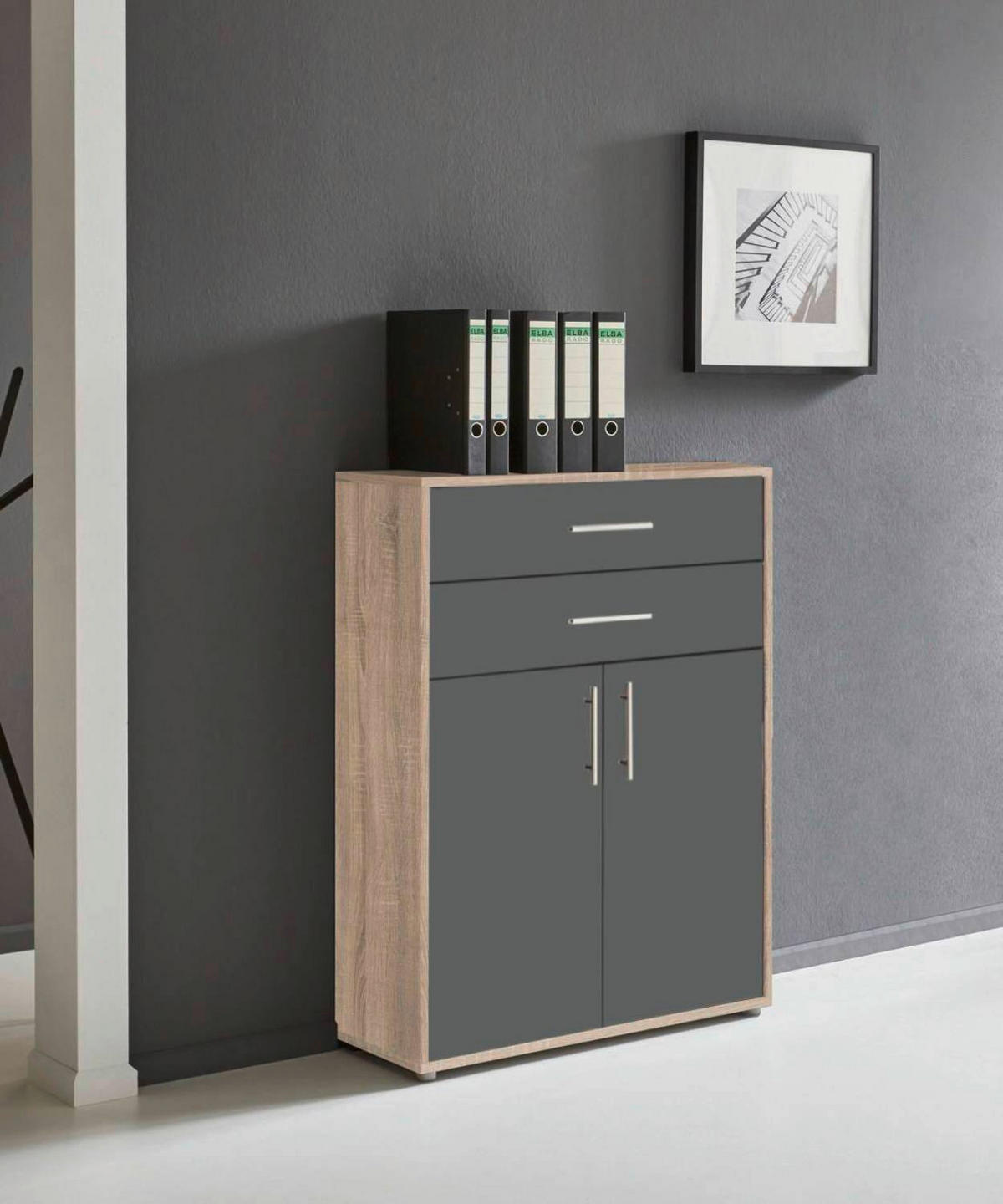 AKTENSCHRANK 84,4/113,6/33 cm  - Anthrazit/Sonoma Eiche, LIFESTYLE, Holzwerkstoff (84,4/113,6/33cm) - MID.YOU