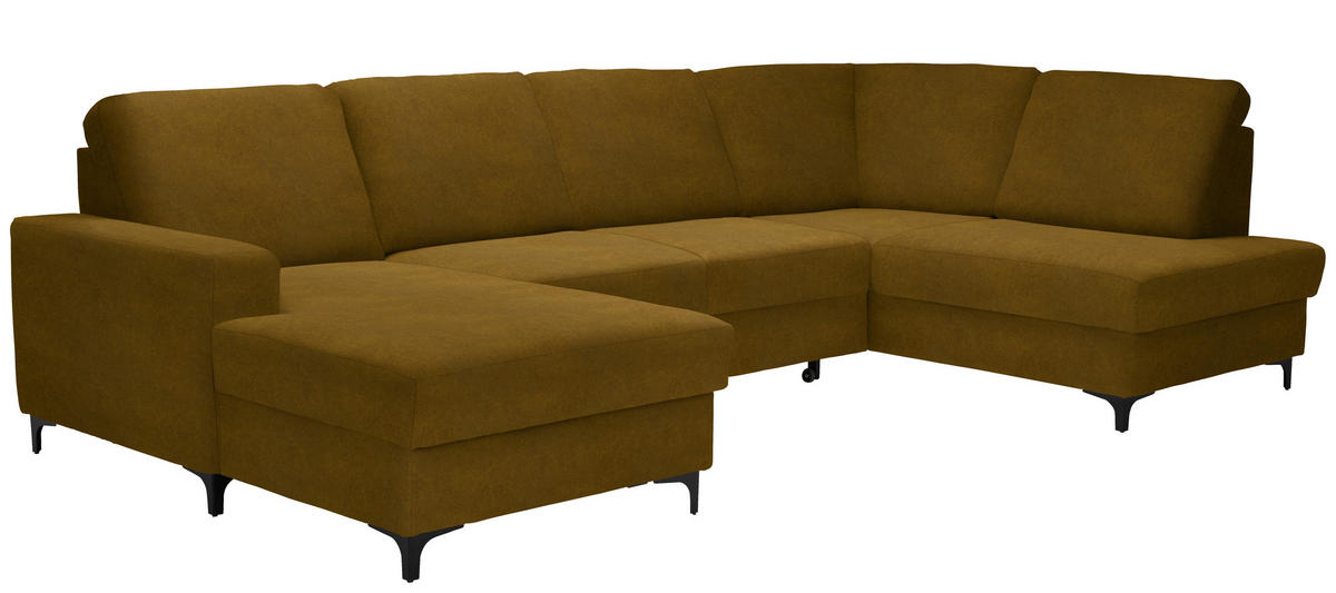 WOHNLANDSCHAFT in Flachgewebe Messingfarben  - Messingfarben/Schwarz, Konventionell, Textil/Metall (167/317/185cm) - Stylife