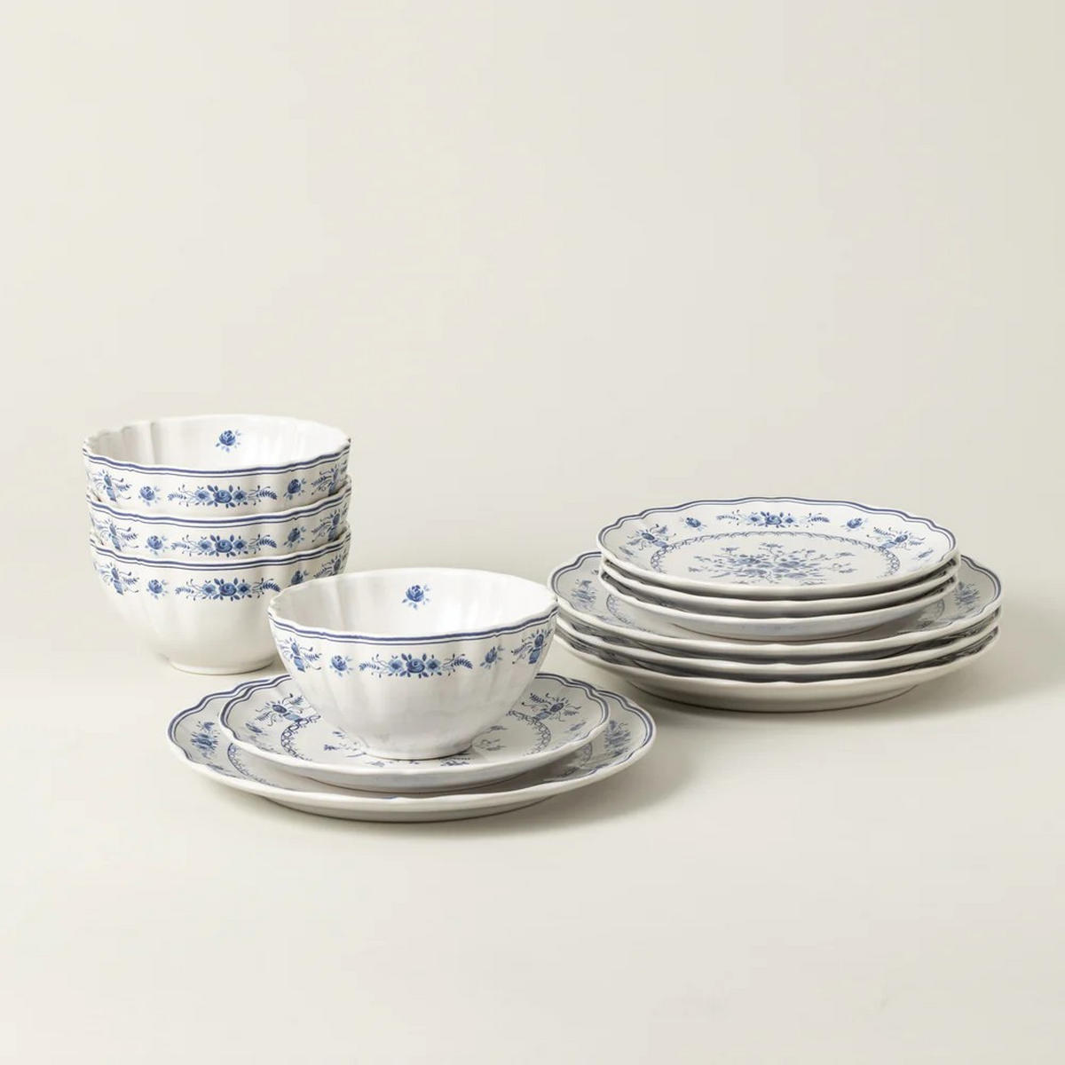 KOMBISERVICE Blau, Weiß VILA 12-teilig 4 Personen  - Blau/Weiß, Basics, Keramik - Costa Nova