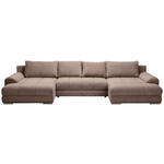 WOHNLANDSCHAFT  in Cord Braun  - Chromfarben/Braun, KONVENTIONELL, Kunststoff/Textil (180/376/180cm) - Carryhome