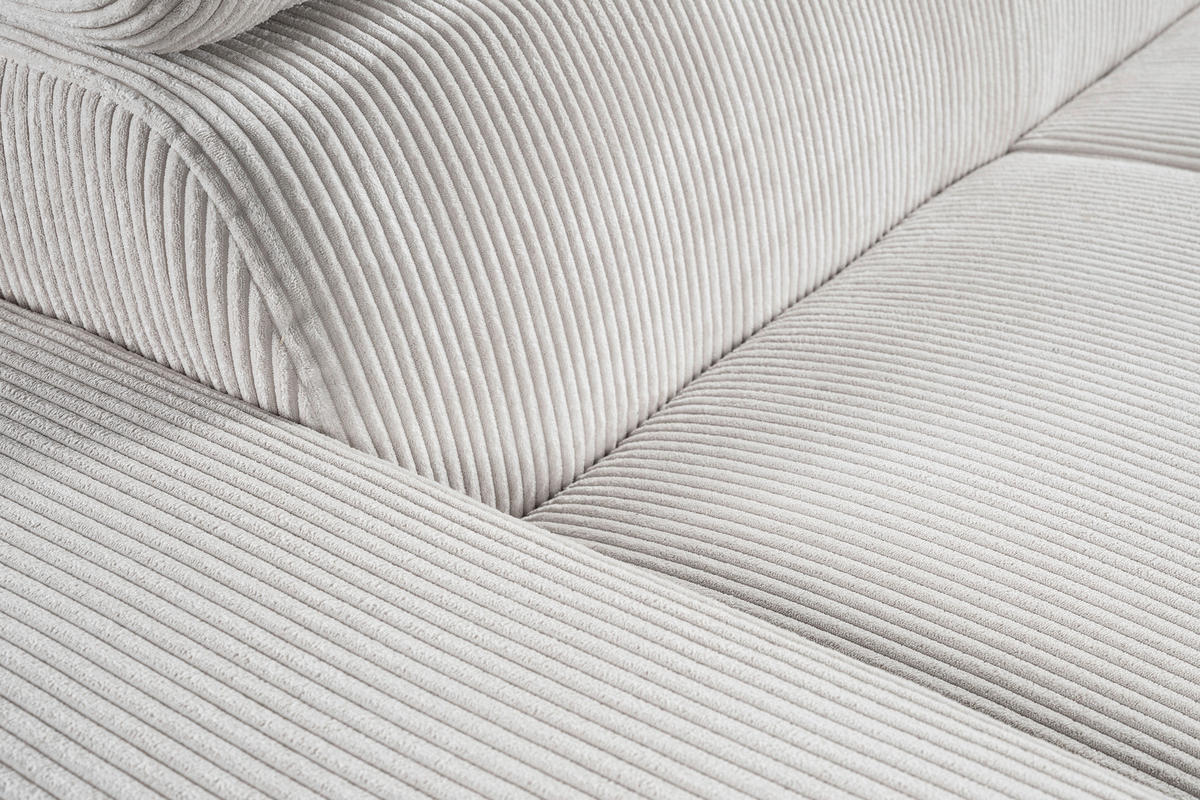 ECKSOFA LARS Creme Cord  - Chromfarben/Creme, Basics, Kunststoff/Textil (268/189cm) - Livetastic