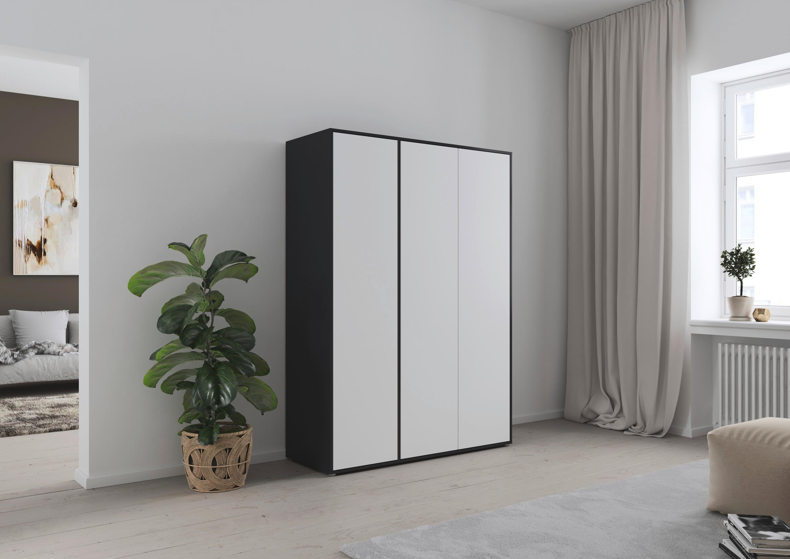 DREHTÜRENSCHRANK in Grau, Weiss - Weiss/Grau, Modern, Holzwerkstoff (140/194/53cm) - Rauch Möbel