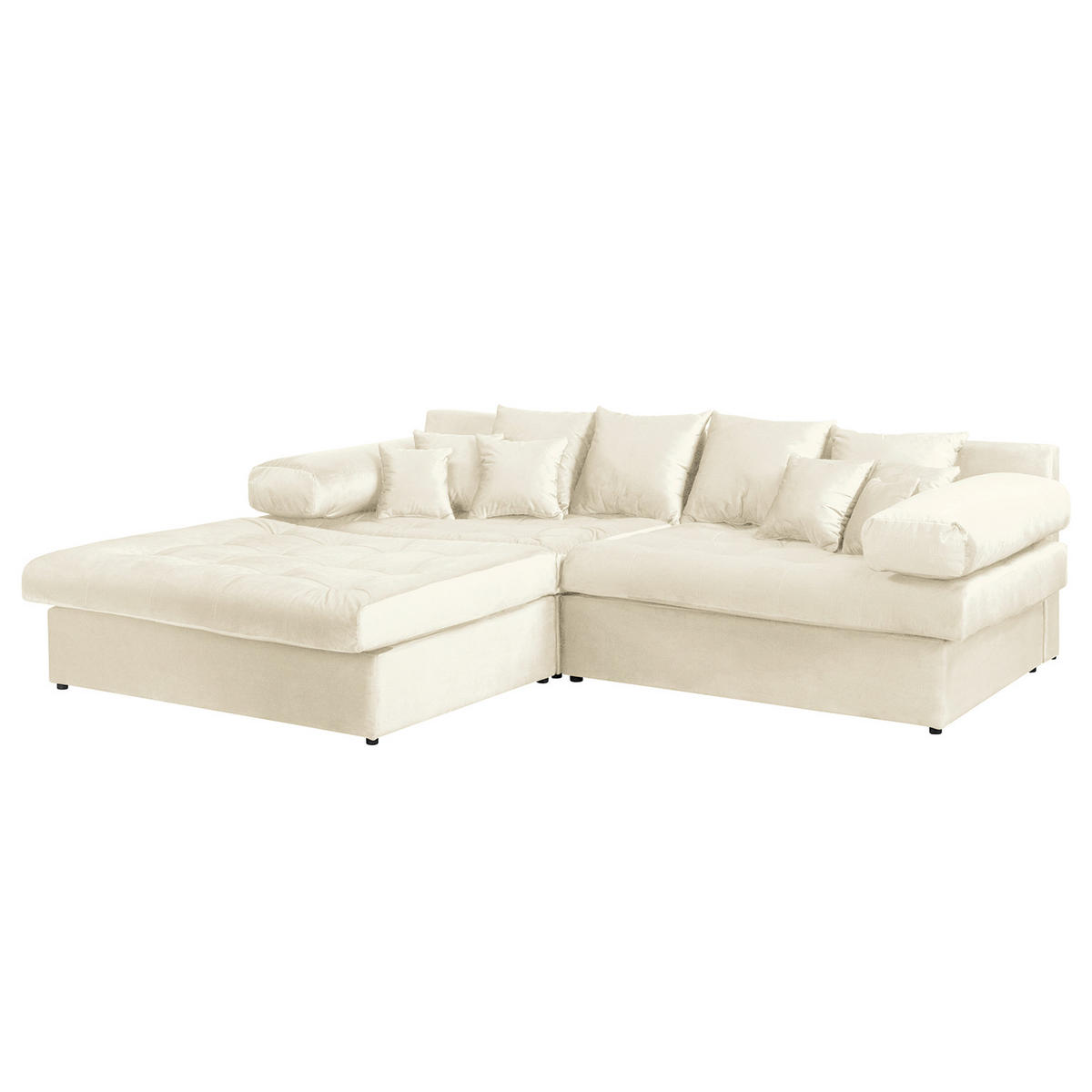 ECKSOFA Naomi in Velours Beige Rückenkissen  243/284 cm  - Beige/Schwarz, Design, Kunststoff/Textil (243/284cm) - P & B