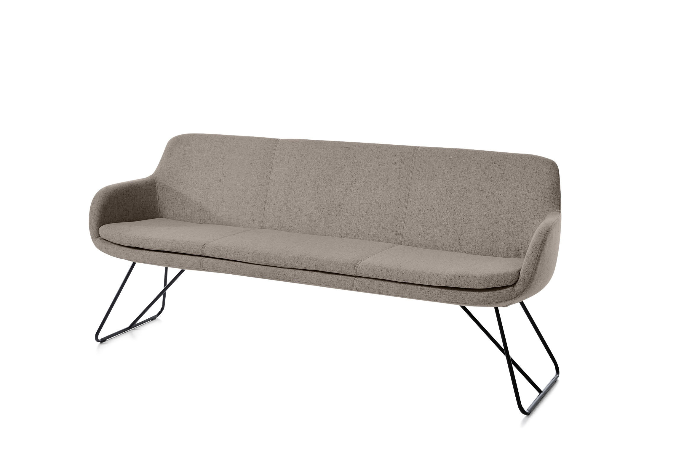 Thumbnail - Musterring Sitzbank Tavia, Taupe, Textil, 3-Sitzer, 180x87x65 cm, Stoffauswahl, Typenauswahl, mit Rückenlehne, in versch...