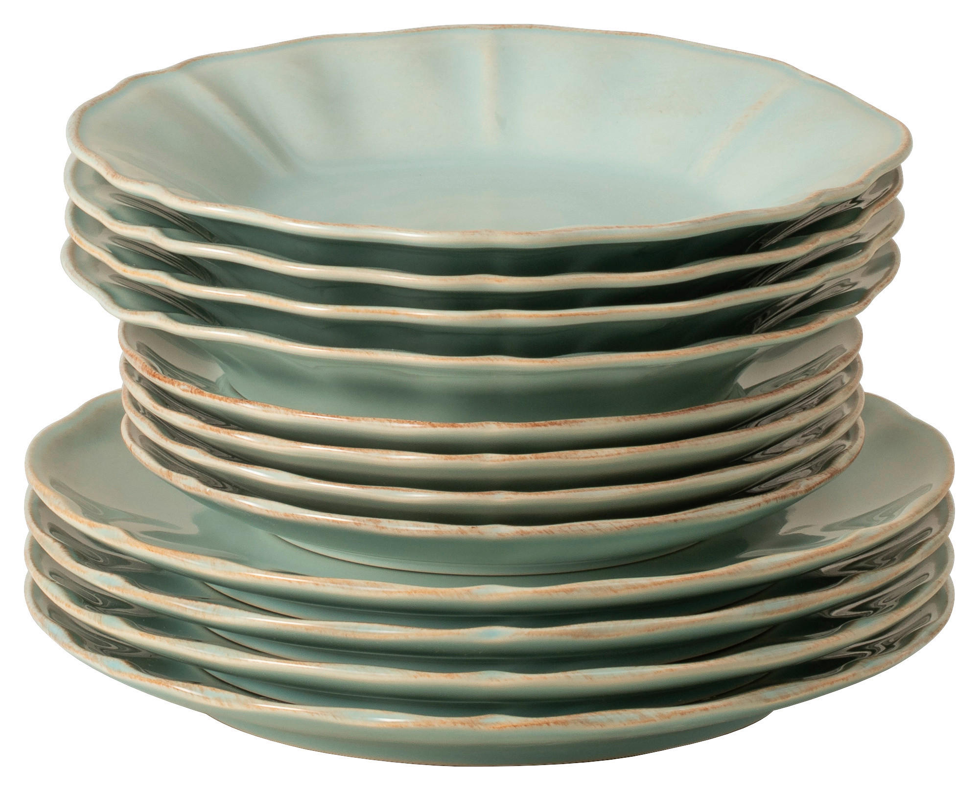 KOMBISERVICE Türkis ALENTEJO 12-teilig 4 Personen  - Türkis, Basics, Keramik - Costa Nova