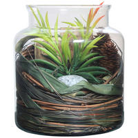 DEKOGLAS 20 cm  - Naturfarben, Lifestyle, Glas/Naturmaterialien (18/20/18cm) - Kayoom