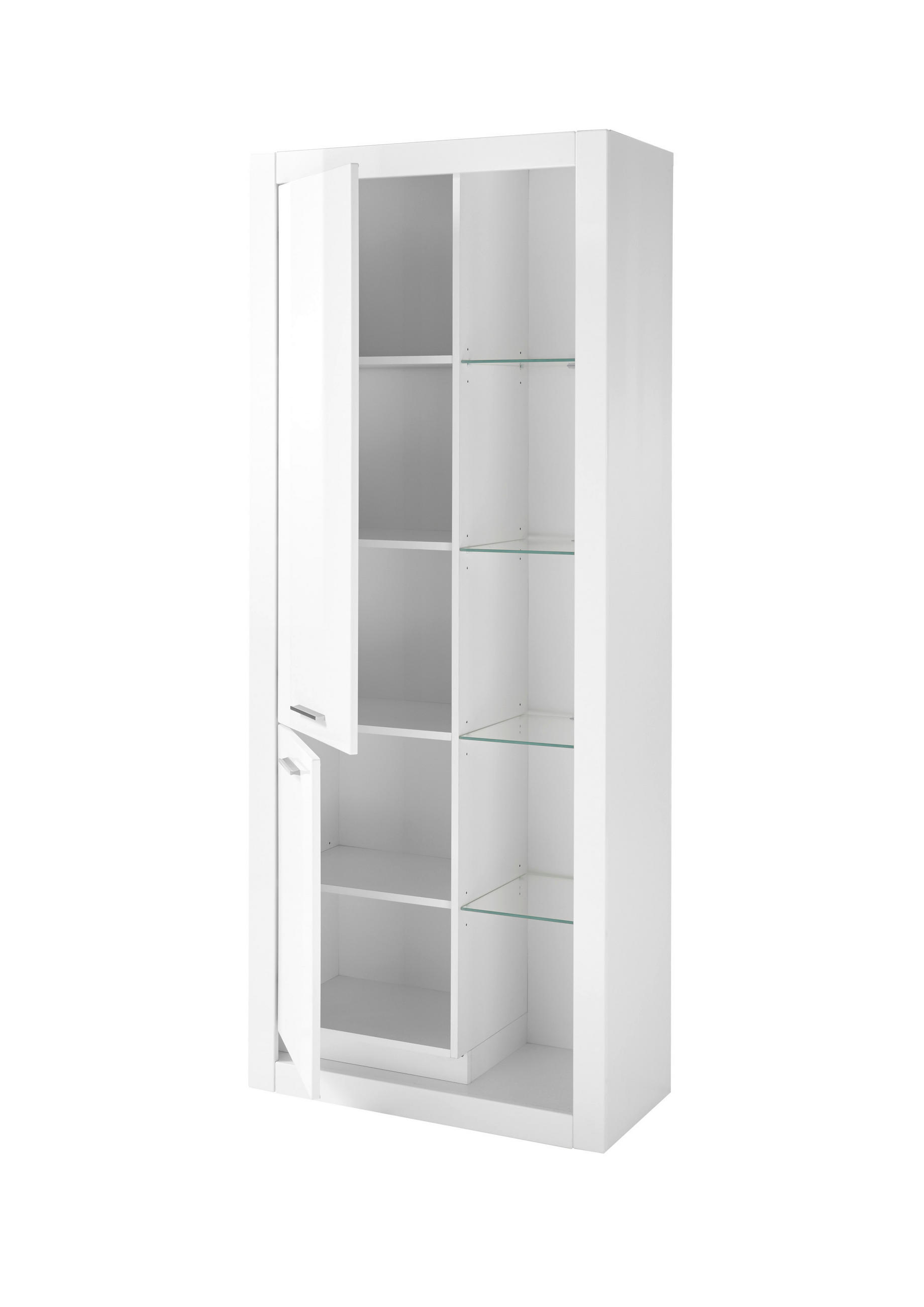 VITRINE in Weiß, Weiß Hochglanz  - Edelstahlfarben/Weiß Hochglanz, Design, Glas/Holzwerkstoff (80/195/37cm) - MID.YOU