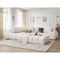 ECKSOFA Ottomane links  EVEREST Weiß Struktur  - Schwarz/Weiß, MODERN, Kunststoff/Textil (352/210cm) - Livetastic