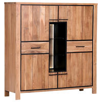 HIGHBOARD  in 150/150/44 cm  - Schwarz/Akaziefarben, LIFESTYLE, Glas/Holz (150/150/44cm) - Landscape