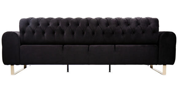 3-SITZER-SOFA  in Velours Schwarz  - Goldfarben/Schwarz, KONVENTIONELL, Textil/Metall (264/90/97cm) - Carryhome