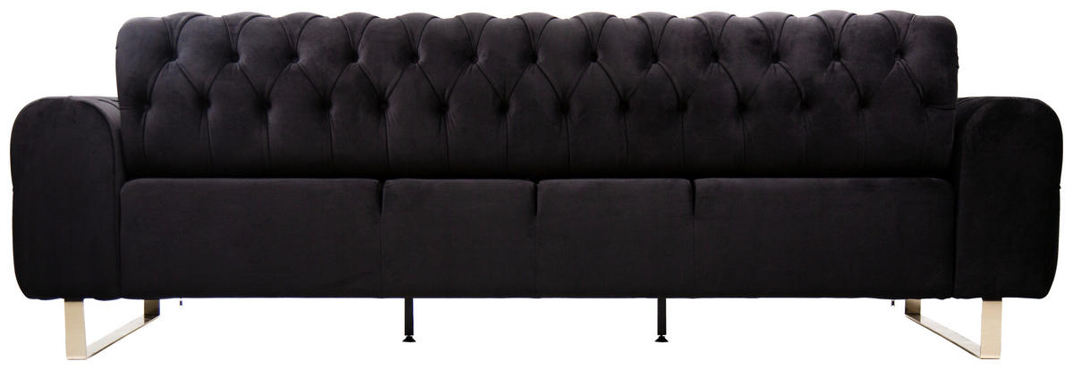3-SITZER-SOFA  in Velours Schwarz  - Goldfarben/Schwarz, KONVENTIONELL, Textil/Metall (264/90/97cm) - Carryhome
