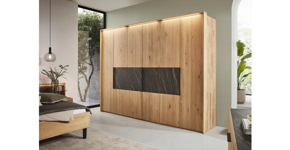 DREHTÜRENSCHRANK in Wildeiche - Wildeiche/Schwarz, Design, Holz/Metall (302/223/62cm) - Valnatura