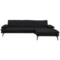 ECKSOFA in Echtleder Anthrazit  - Anthrazit/Schwarz, Design, Leder/Metall (310/180cm) - Dieter Knoll