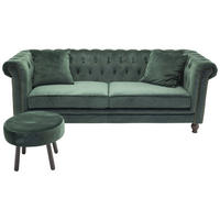 CHESTERFIELD-SOFA  - Braun/Grün, Design, Holz/Textil (217/80/88cm) - Livetastic
