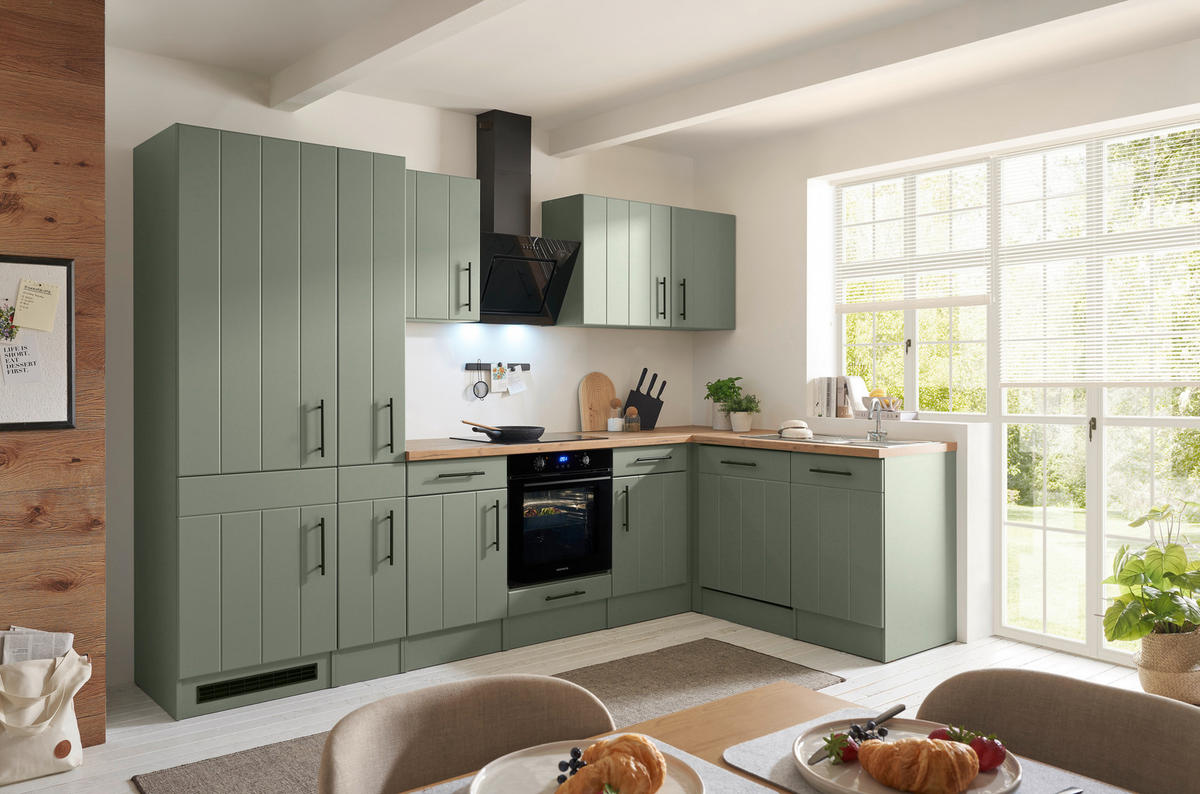 ECKKÜCHE 310/172 cm  in Wildeiche, Schilfgrün  - Schilfgrün/Wildeiche, Trend, Holzwerkstoff/Metall (310/172cm) - Respekta
