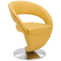 STUHL Flachgewebe Echtleder Gelb  - Edelstahlfarben/Gelb, Design, Leder/Textil (62/86/61cm) - Moderano