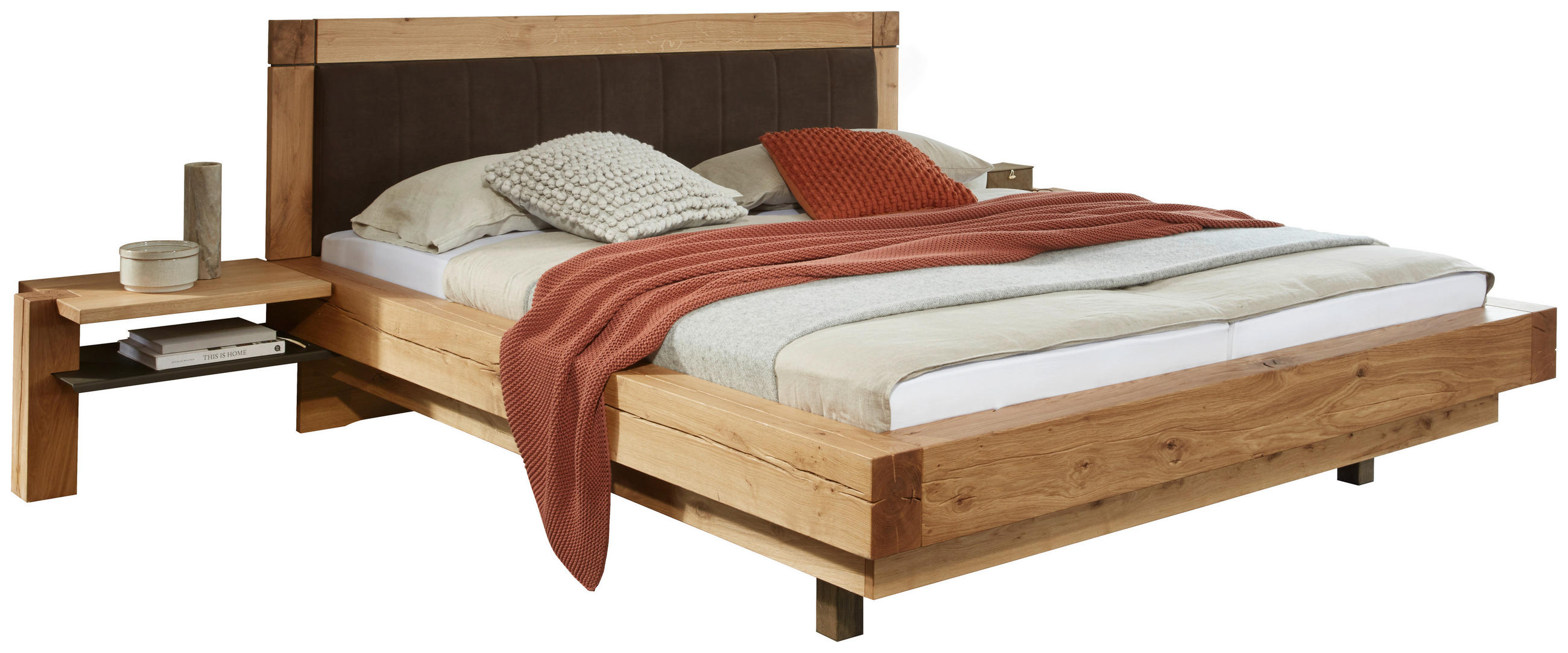 BETTANLAGE - Eichefarben/Dunkelbraun, Natur, Holz/Textil (180/200cm) - Valnatura