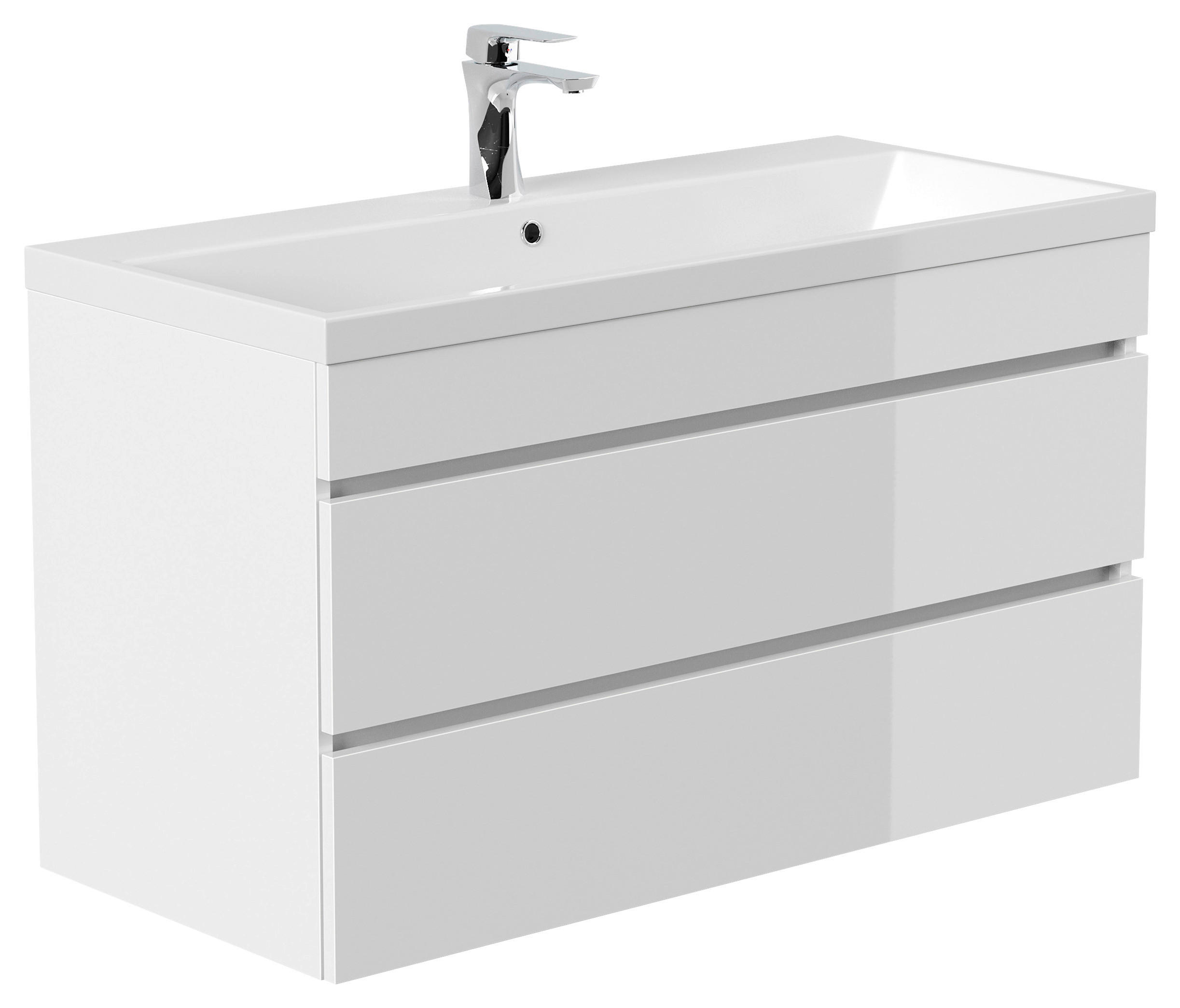 WASCHTISCHKOMBI 100 cm  - Weiß Hochglanz, Basics, Holzwerkstoff (100cm) - MID.YOU