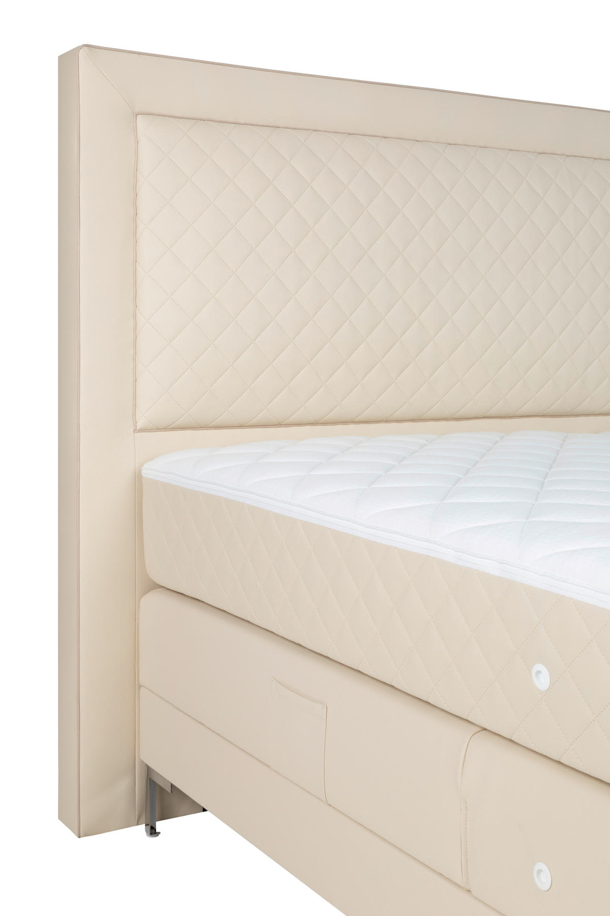 BOXSPRINGBETT 180/200 cm  in Beige  - Beige/Alufarben, Design, Textil/Metall (180/200cm) - Welnova