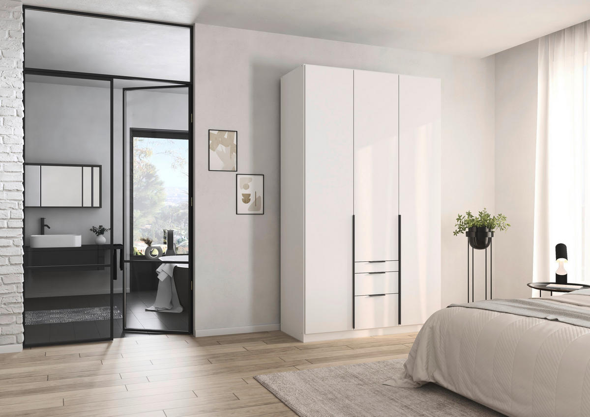 DREHTÜRENSCHRANK in Weiss  - Weiss/Grau, Modern, Holzwerkstoff/Metall (136/229/54cm) - Rauch Möbel