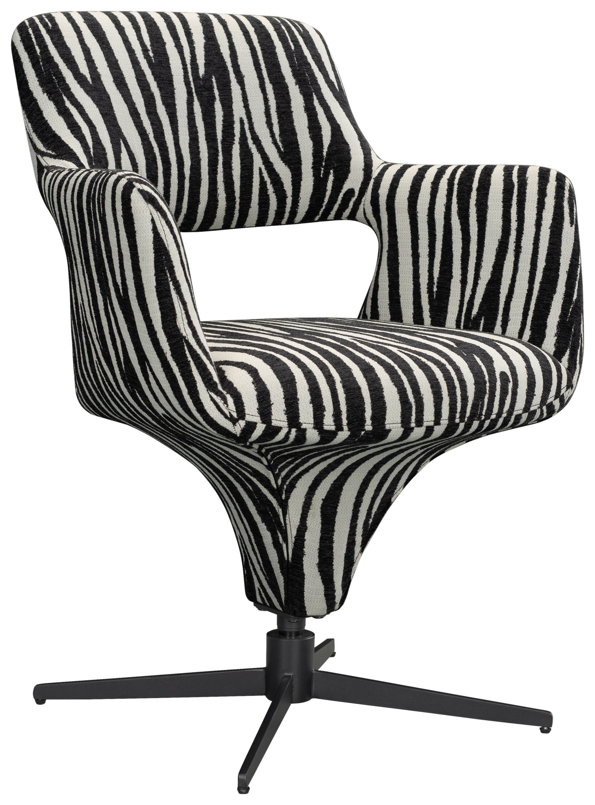 ARMLEHNSTUHL  Stoffauswahl, Sitzfläche 360° drehbar, automatische Rückholfunktion Mikrofaser  - Schwarz/Weiß, Design, Textil/Metall (61/84/63cm) - Novel