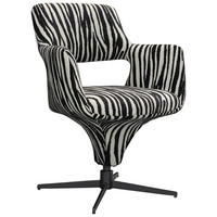 ARMLEHNSTUHL  Stoffauswahl, Sitzfläche 360° drehbar, automatische Rückholfunktion Mikrofaser  - Schwarz/Weiß, Design, Textil/Metall (61/84/63cm) - Novel