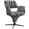 ARMLEHNSTUHL  Stoffauswahl, Sitzfläche 360° drehbar, automatische Rückholfunktion Mikrofaser  - Schwarz/Weiß, Design, Textil/Metall (61/84/63cm) - Novel