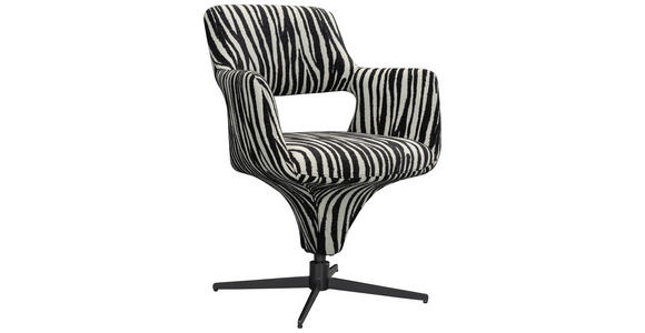 ARMLEHNSTUHL  Stoffauswahl, Sitzfläche 360° drehbar, automatische Rückholfunktion Mikrofaser  - Schwarz/Weiß, Design, Textil/Metall (61/84/63cm) - Novel