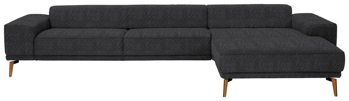 ECKSOFA in Flachgewebe Schwarz  - Wildeiche/Schwarz, Design, Holz/Textil (334/193cm) - Niels Andersson
