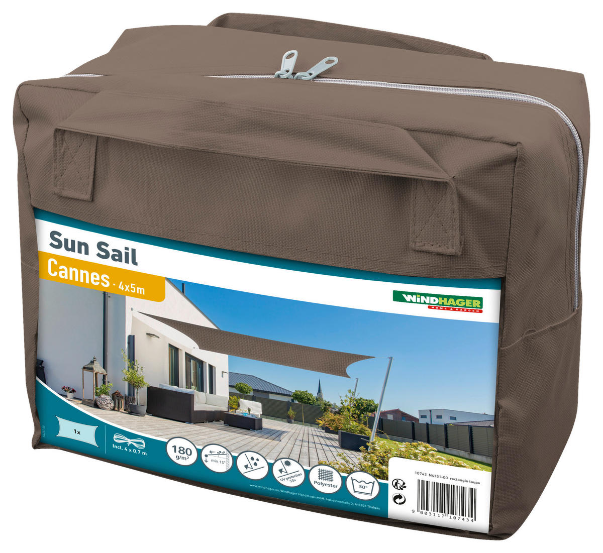 GARTENSONNENSEGEL  400/500 cm  - Taupe, Basics (400/500cm)