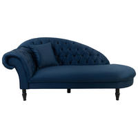 RÉCAMIERE Dunkelblau Velours  - Schwarz/Dunkelblau, Design, Holz/Textil (216/91/103cm) - MID.YOU