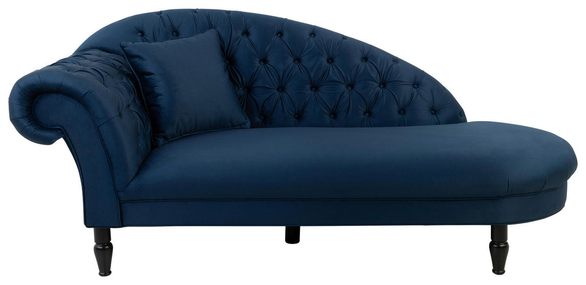 RÉCAMIERE Dunkelblau Velours  - Schwarz/Dunkelblau, Design, Holz/Textil (216/91/103cm) - MID.YOU