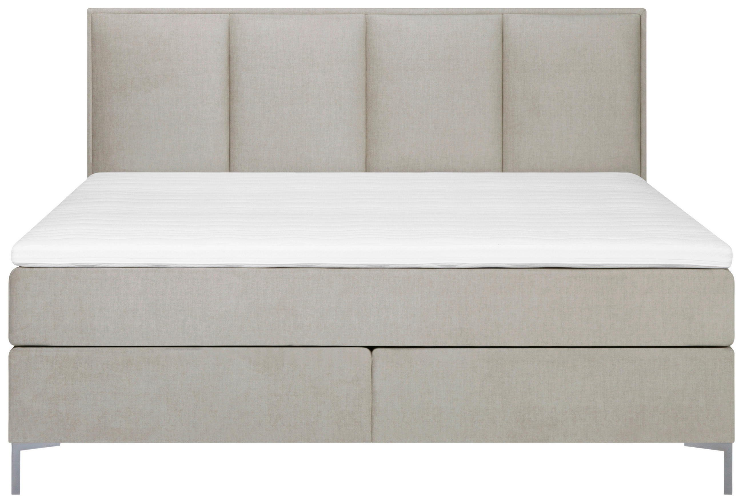 BOXSPRING-ÁGY 160/200 cm  bézs  - bézs/alumínium színű, Modern, textil (160/200cm) - MID.YOU