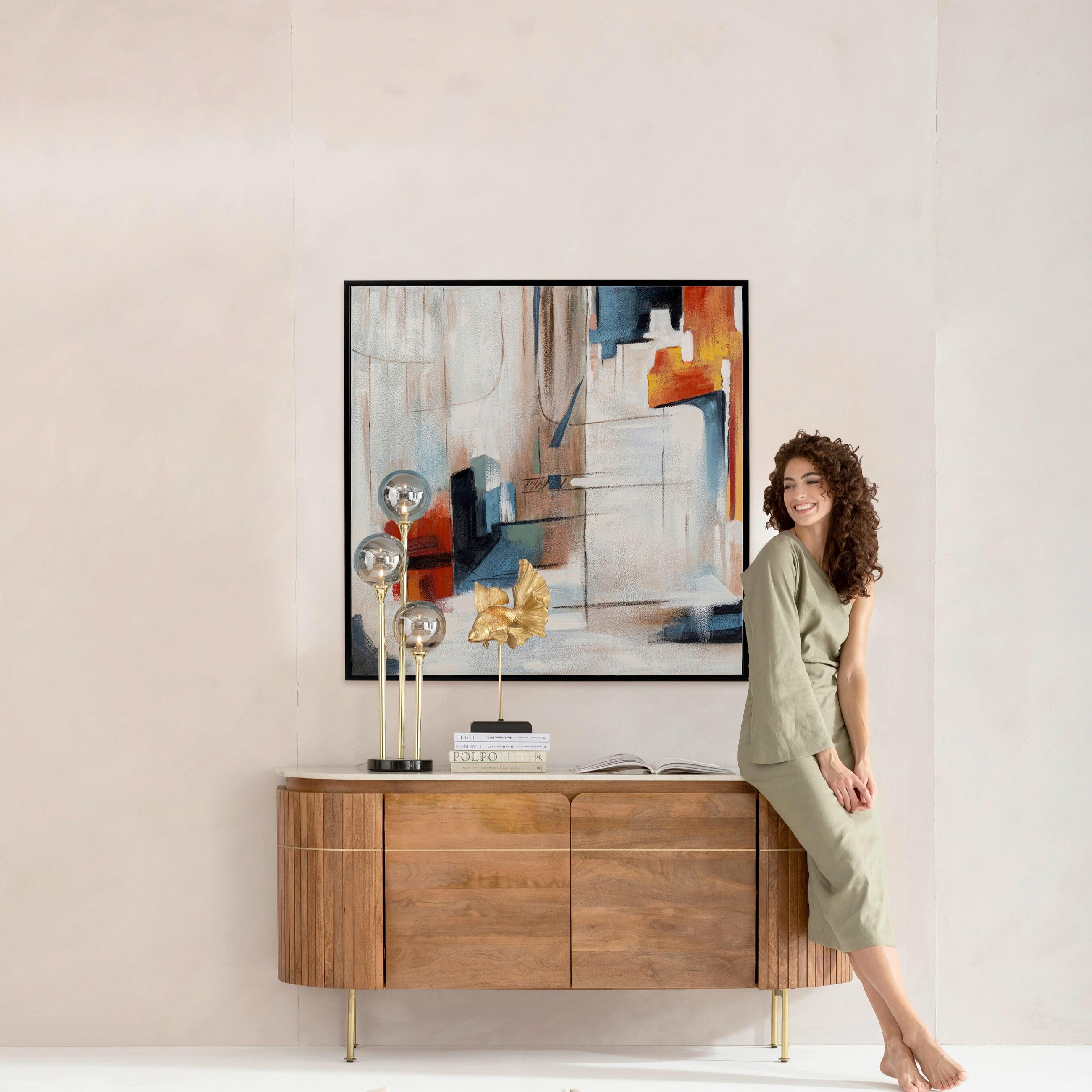 BILD  - Blau/Beige, Design, Holz/Kunststoff (100/100/4cm) - Kare-Design