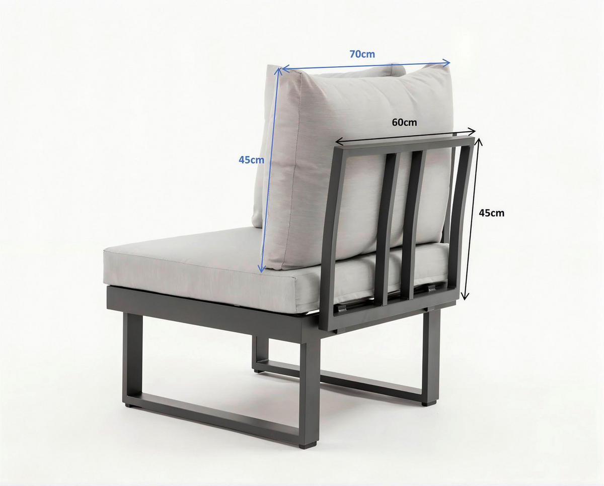 RÜCKENLEHNE - Anthrazit/Hellgrau, Design, Textil/Metall (60,71/45,48/7,7cm) - Amatio